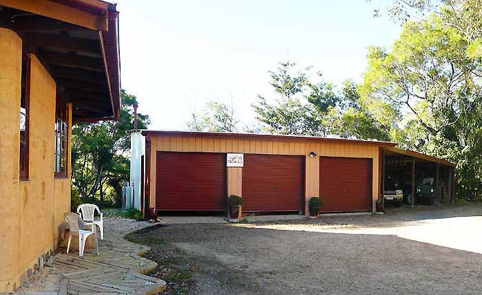 The main shed with 3-bay enclosed carport attached